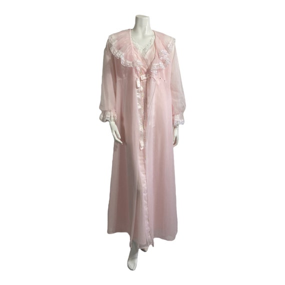 Vintage Pink Chiffon Peignoir Set 1960s Shadowlin… - image 4