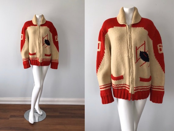 1950s Football Cardigan, Vintage Cardigan, Footbal
