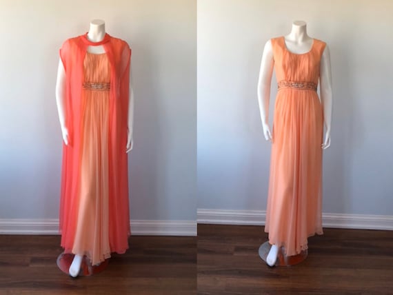 Vintage Evening Gown, Vintage Chiffon Evening Gown