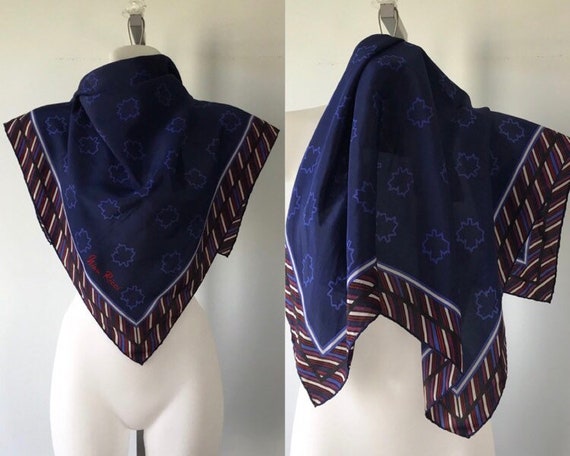 Vintage Scarf, Nina Ricci, Nina Ricci Scarf, Navy