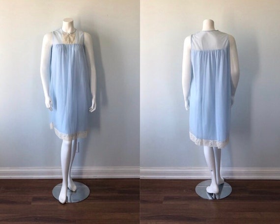 Vintage Blue Nightgown, 1960s Nightgown, Vintage N