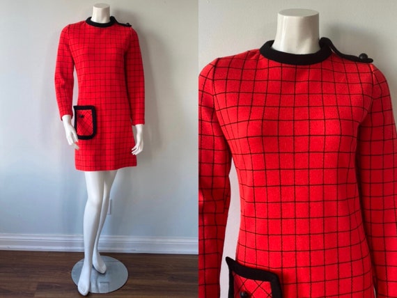 Vintage Wool Dress, 1960s Dress, Creation Terkel d