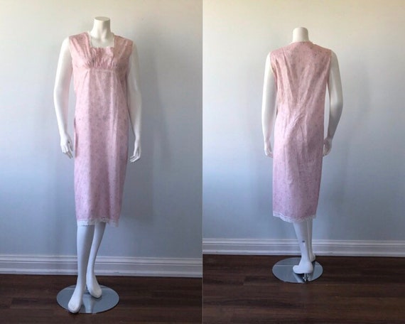 1970s Pink Fine Cotton Nightgown, Vintage Nightgow