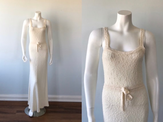 1960s Ivory Knit Dress, International Boutique, Vi
