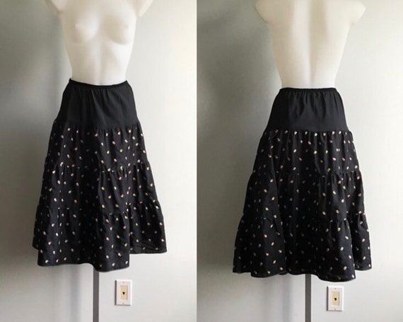 Vintage Black Floral Crinoline, Black Crinoline, V