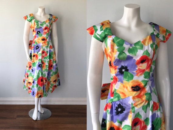 Vintage 1980s Party Dress, Summer Dress, Nu Mode,