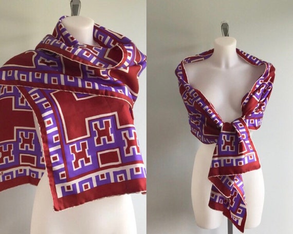 Vintage Long Silk Scarf, 1960s Silk Scarf, Jacqmar