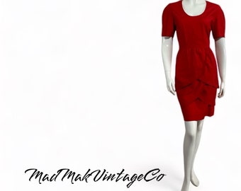 Vintage Red Cotton Dress 1980s Guy Laroche
