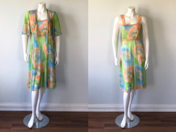 Vintage Peignoir Set, 1960s Peignoir Set, Floral P