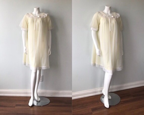 Vintage Chiffon Nightgown, St Michael, Pale Yellow