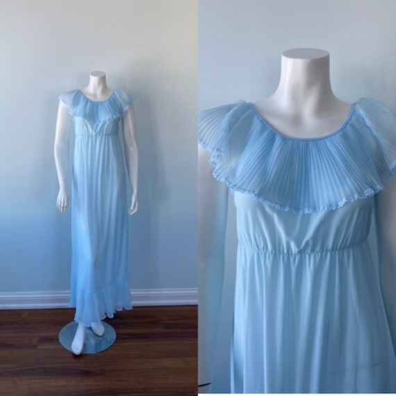Vintage Nightgown, Vintage Blue Nightgown, 1970s N