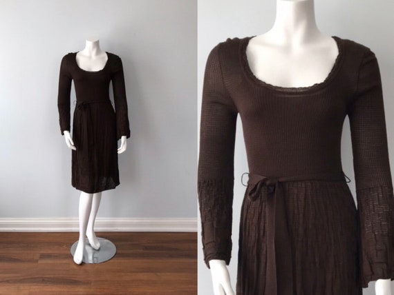 Missoni, Vintage Knit Dress, Vintage Brown Dress,