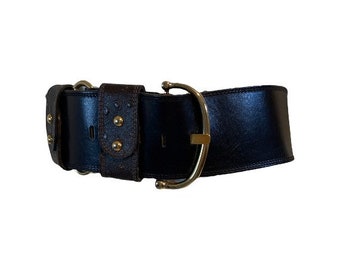 Vintage Brown Leather Belt / 1990s / ADOPPIA VITA / Waist 31" - 35"