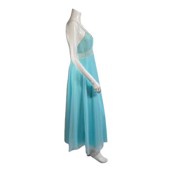 Vintage Aqua Chiffon Nightgown / 1960s / Linda Li… - image 7