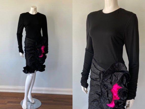 1980s Nina Ricci Black Dress, Black Cocktail Dress