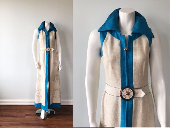 Rare Vintage Alan Cherry Maxi Dress, 1970s Maxi Dr