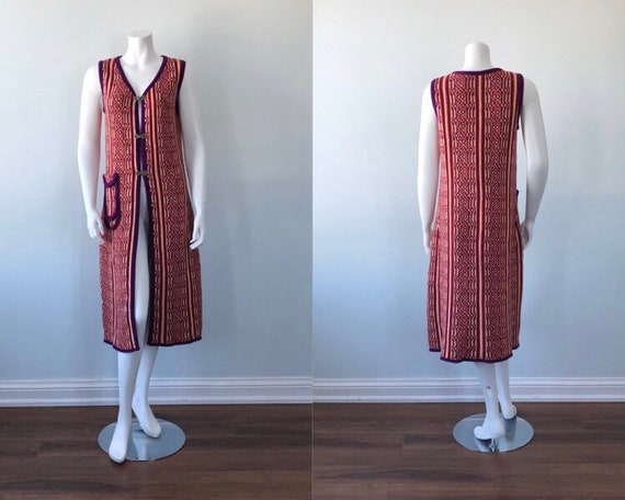 1960s Knit Long Vest, 1960s Wool Vest, Favorite Kn
