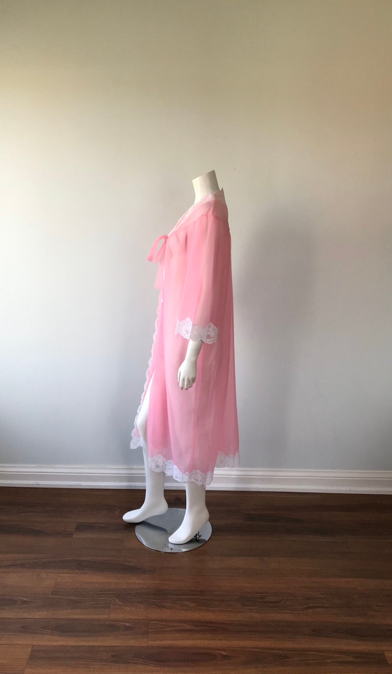 Vintage Double Chiffon Negligee Vintage Chiffon Robe 1960s Chiffon Negligee Vintage Pink Negligee