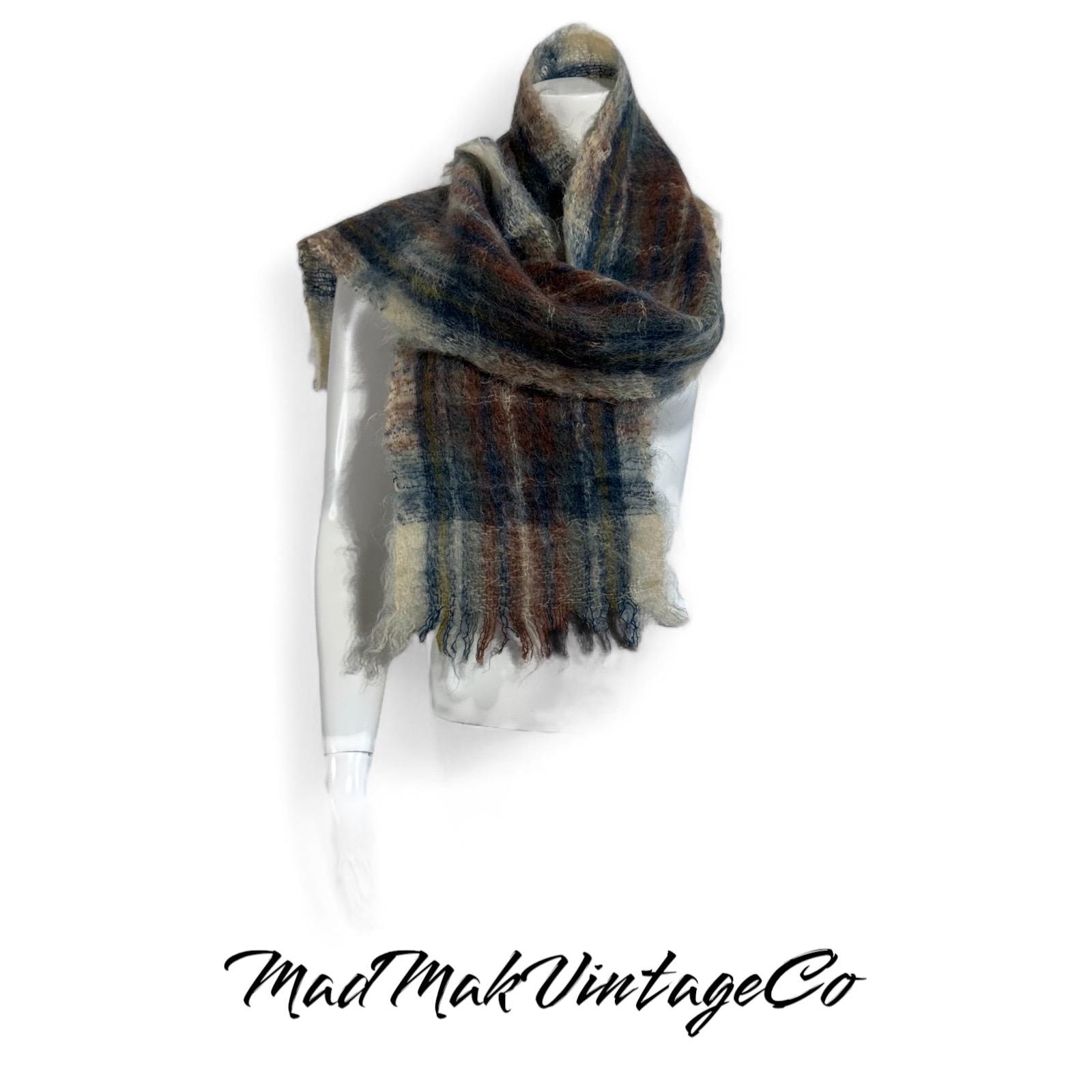 GLEN CREE ストール　100%mohair GLEN CREE】Made in Scotland 100% Mohair Check Blanket Scarf