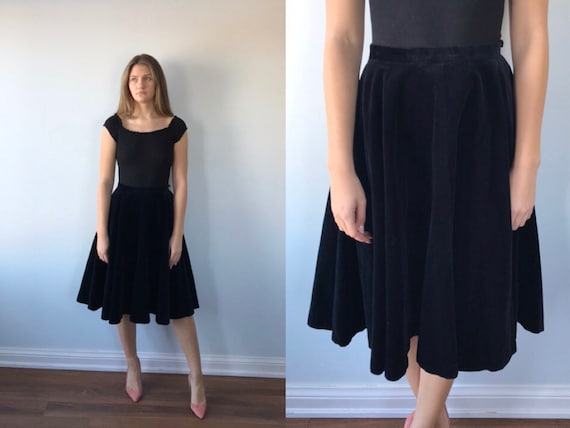 Rare Vintage Black Velvet Circle Skirt, Lou Larry,