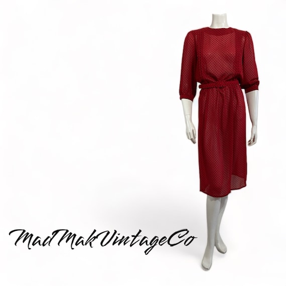 Vintage Red and Black Dress 1960s Eaton - image 1