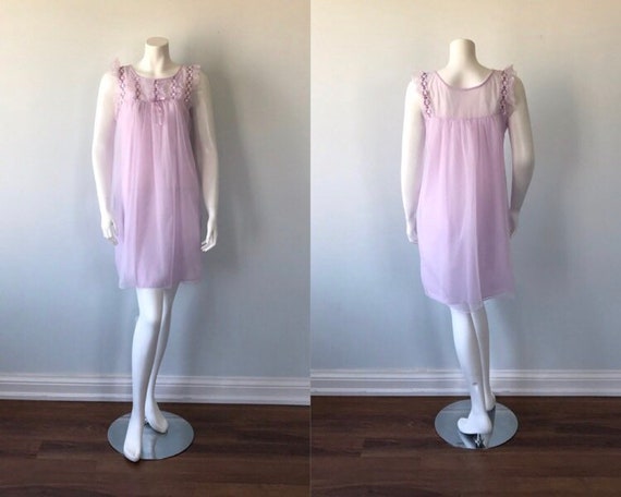 Vintage Chiffon Nightgown, Lov Lee, 1960s Chiffon