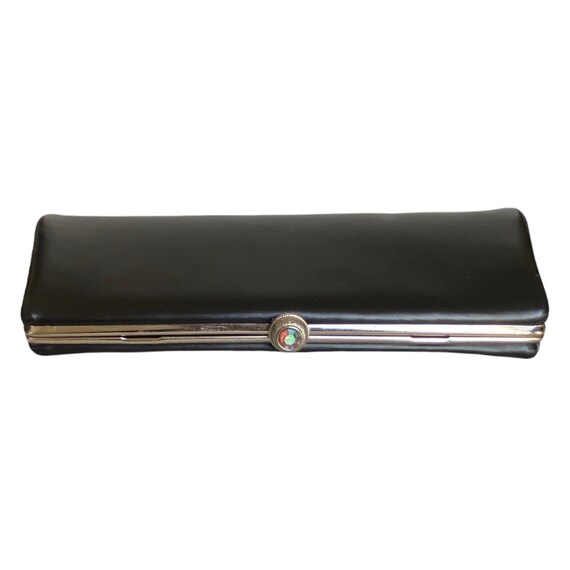 Vintage Black Leather Evening Clutch 1950s Metro - image 5