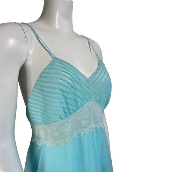 Vintage Aqua Chiffon Nightgown / 1960s / Linda Li… - image 6