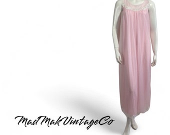 Vintage Rosa Chiffon Peignoir Set 1960s Maid