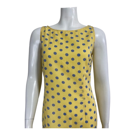 Vintage Yellow Polka Dot Sleeveless Dress 1980s A… - image 3