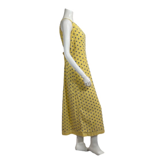 Vintage Yellow Polka Dot Sleeveless Dress 1980s A… - image 5