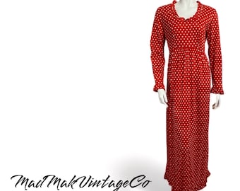 Vintage Red Polka Dot Maxi Dress 1970s