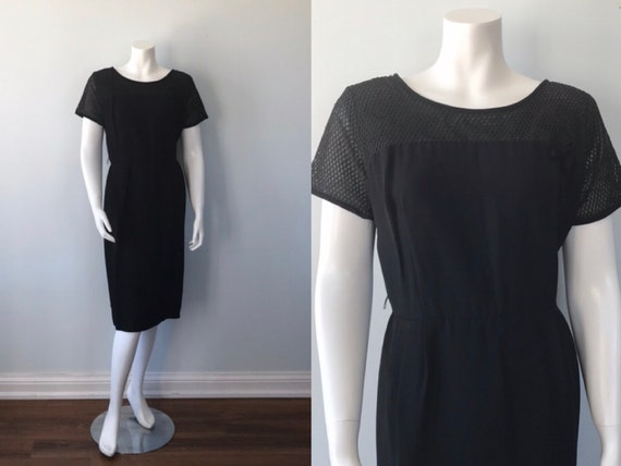 Vintage Black Cocktail Dress, 1960s Black Cocktail