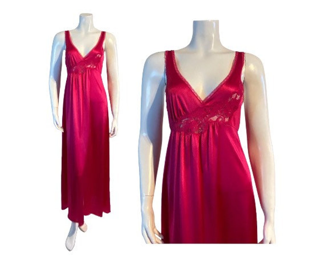 Vintage Fuchsia Nightgown / 1980s / Vanity Fair / Label Size - Etsy