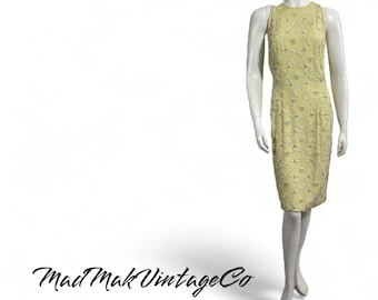 Vintage Pale Green Beaded Cocktail Dress 1960s