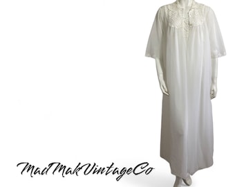 Vintage White Chiffon Peignoir Set 1970s French Maid