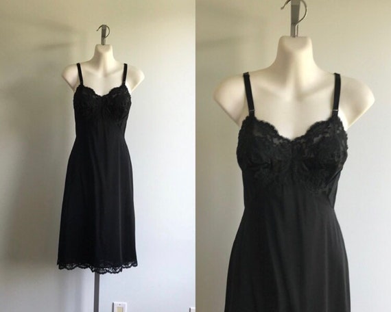 Vintage Black Full Slip, Gossard Artemis, 1960s Bl