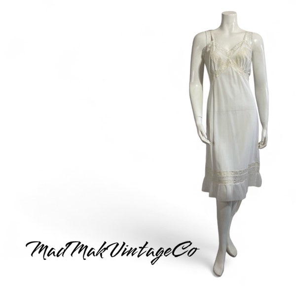 Vintage White Full Slip 1950s Reitman's Nylon Lingerie