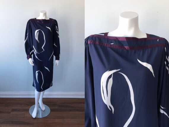 Vintage Adele Simpson Navy Blue Dress, Adele Simp