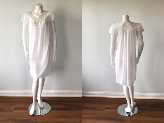 Vintage Whte Chiffon Nightgown, White Chiffon Nigh
