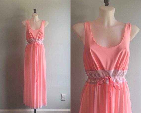 Vintage Pink Nightgown, Van Raalte, 1960s Nightgow