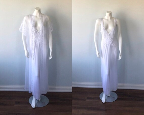 Vintage White Peignoir Set, White Peignoir Set, Vi