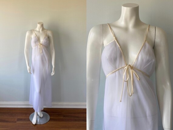 1960s White Double Chiffon Nightgown, Claire Hadd
