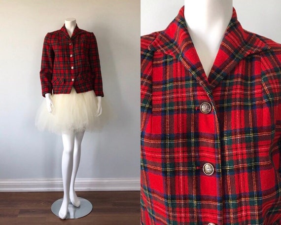 Vintage Pendleton Red Plaid Ladies Jacket, 1960s P