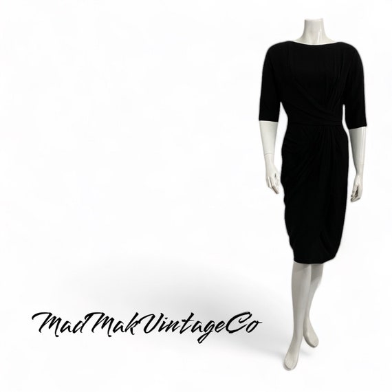 Vintage Black Cocktail Dress 1950s Ceil Chapman - image 1