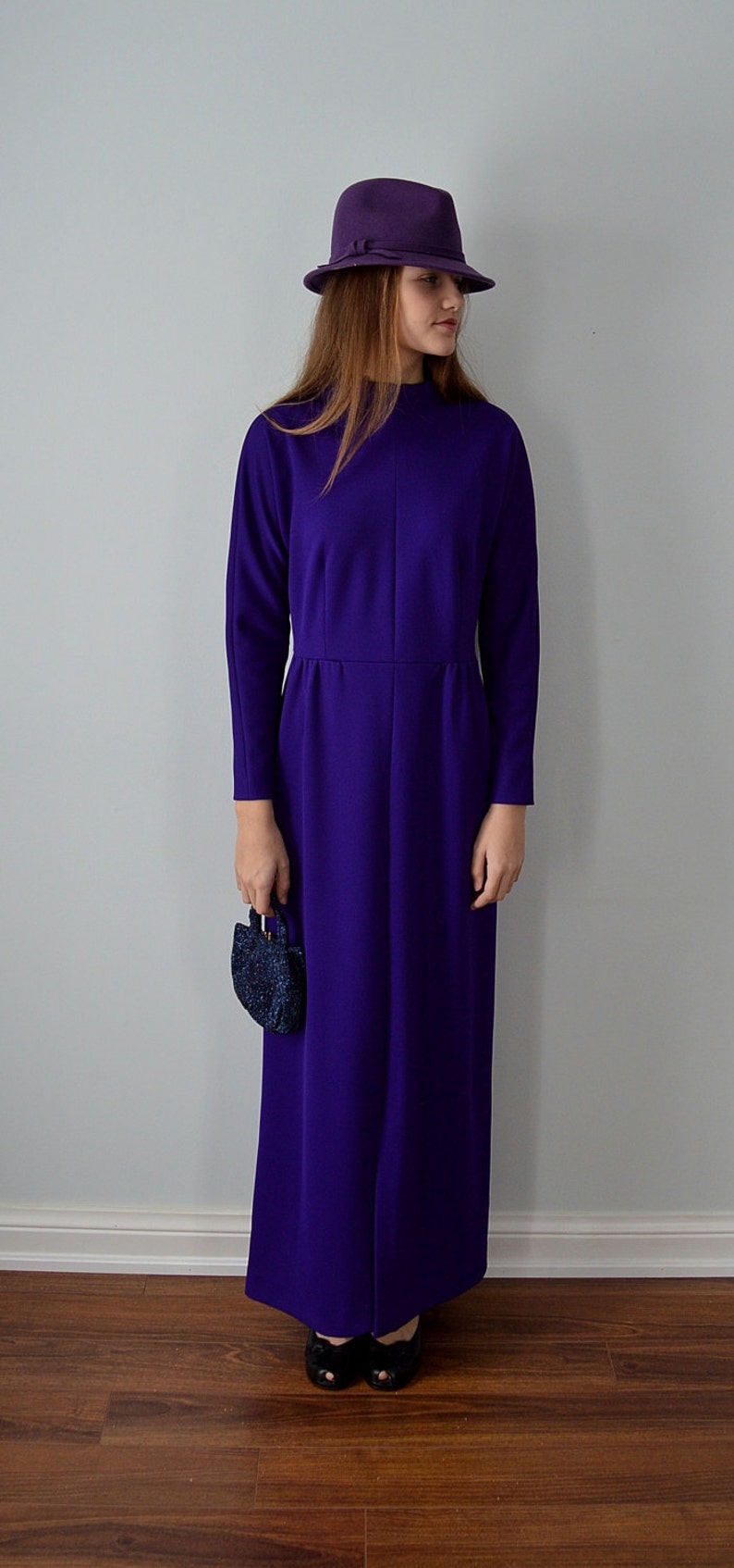 Vintage Leslie Fay Original Dress Purple Evening Gown Vintage Maxi Dress 1950s Gown Dresses Vintage Gown Wedding Formal Leslie Fay