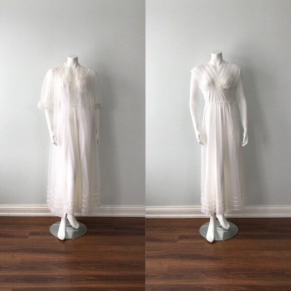 Vintage White Chiffon Peignoir Set, Federic's Toro