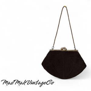 vintage Petit sac à main cordonnet marron Coronet des années 1940 « Original Corde Handbag »