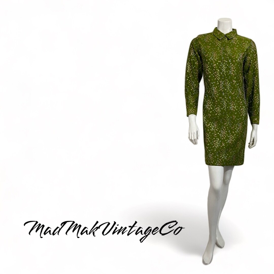 Vintage Mod Green Long Sleeved Dress 1960s Essabi