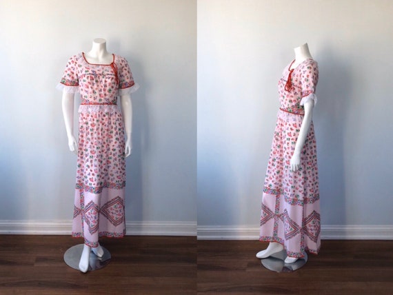 Vintage Pink Floral Nightgown, Silfra, 1970s Night